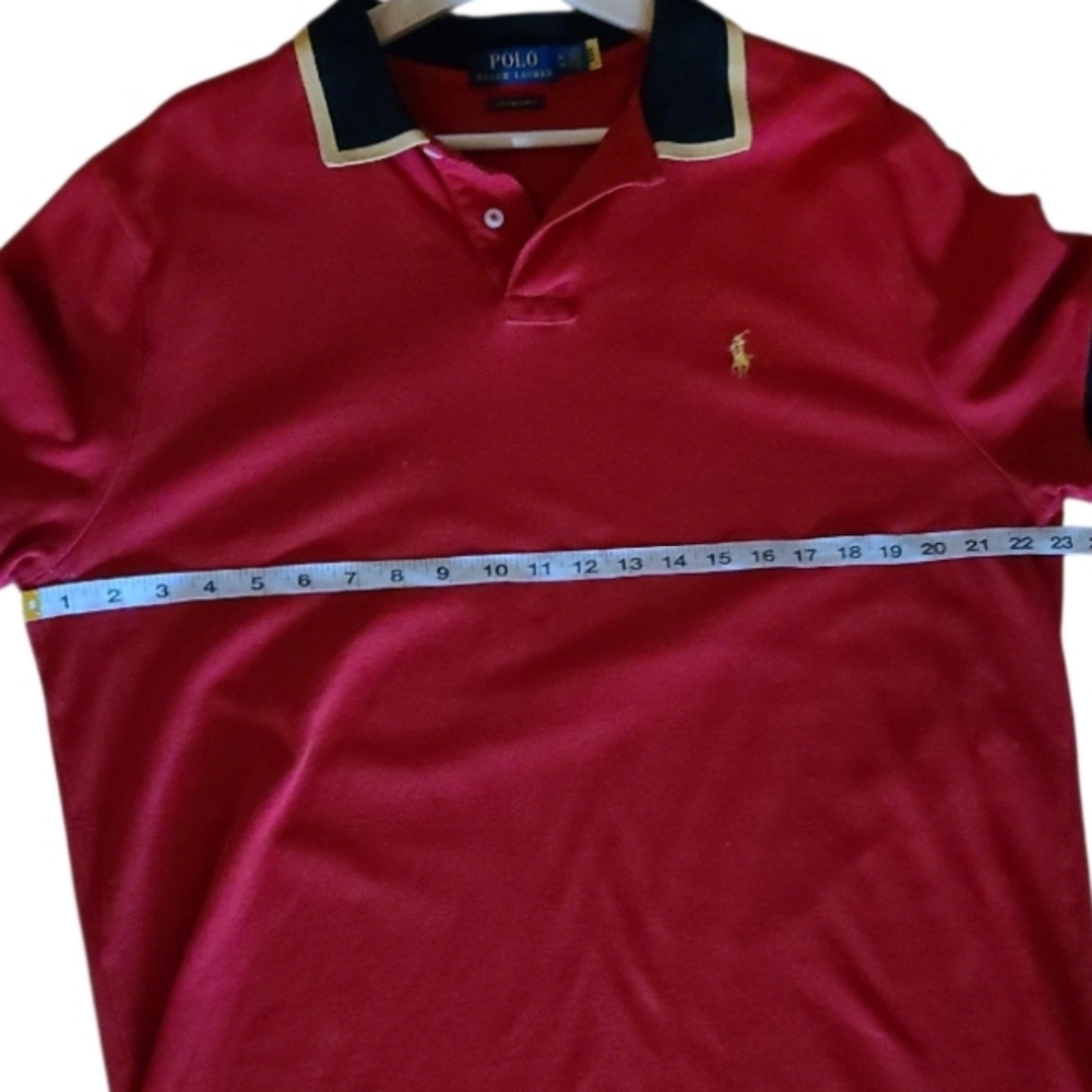 Polo By Ralph Lauren Short Sleeve Polo Shirt Red Yellow Embroidered Sleeve Logo - Picture 15 of 17